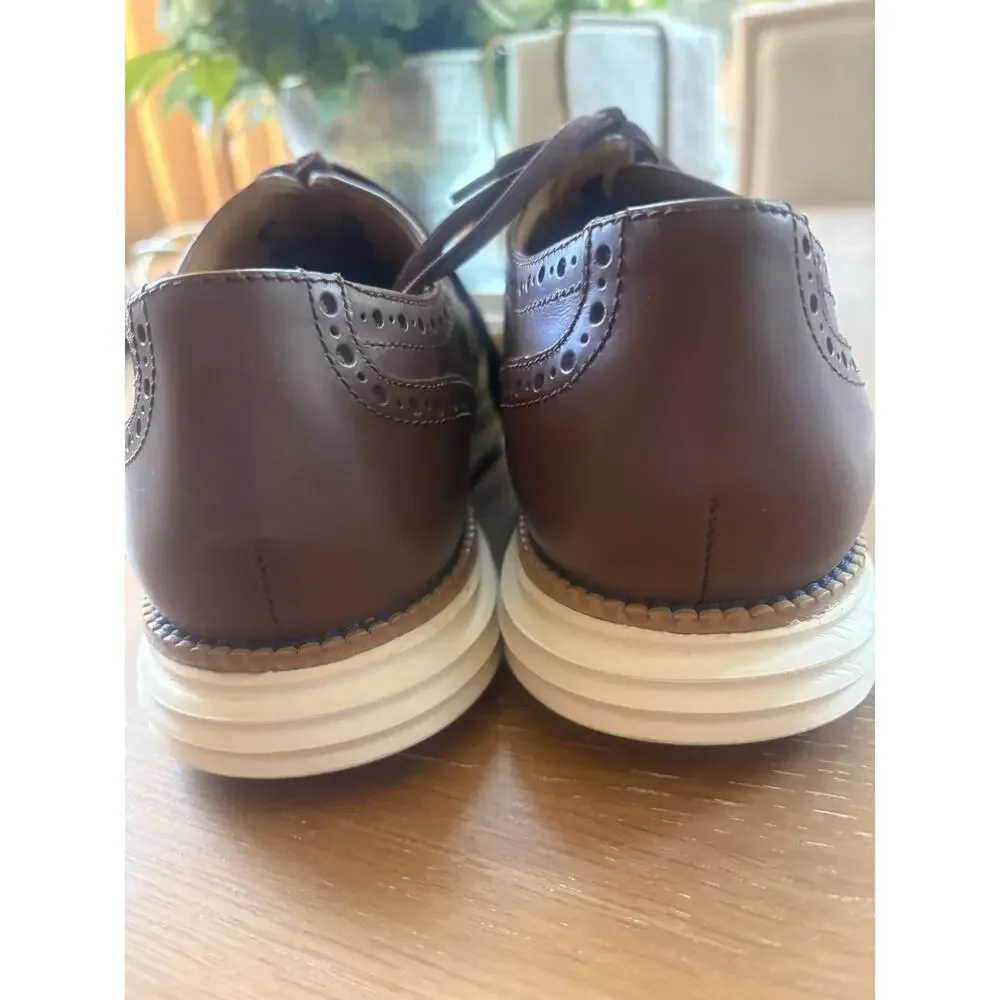 Cole Haan ØriginalGrand Wingtip Oxford Men's Shoes Brown Leather White Sole 9.5